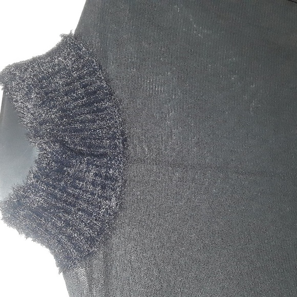 Free People Mesh & Faux Fur collar & cuffs Turtleneck black Medium - Picture 8 of 11